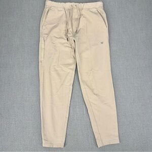 Mack Weldon Pants Mens M Jogger Sweatpants Stretch Zip Pocket Elastic Casual Tan